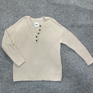 Aerie Cream Knit Cotton Sweater - Henley, Quarter Button Up | New Without Tags